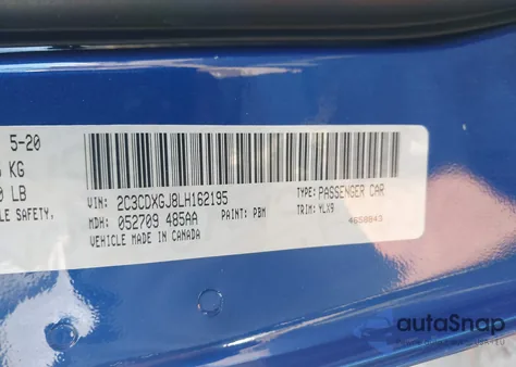 2020 Dodge Charger Scat Pack Rwd z USA, uszkodzony, nr VIN 2C3CDXGJ8LH162195